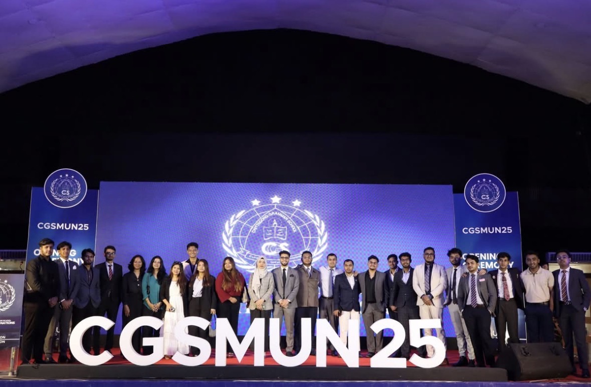 CGSMUN25 opening ceremony with the Secretary-General at the podium